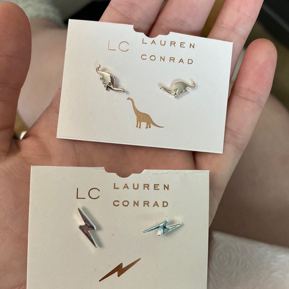 LC Lauren Conrad Dinosaur and Lightning Bolt Earring Bundle